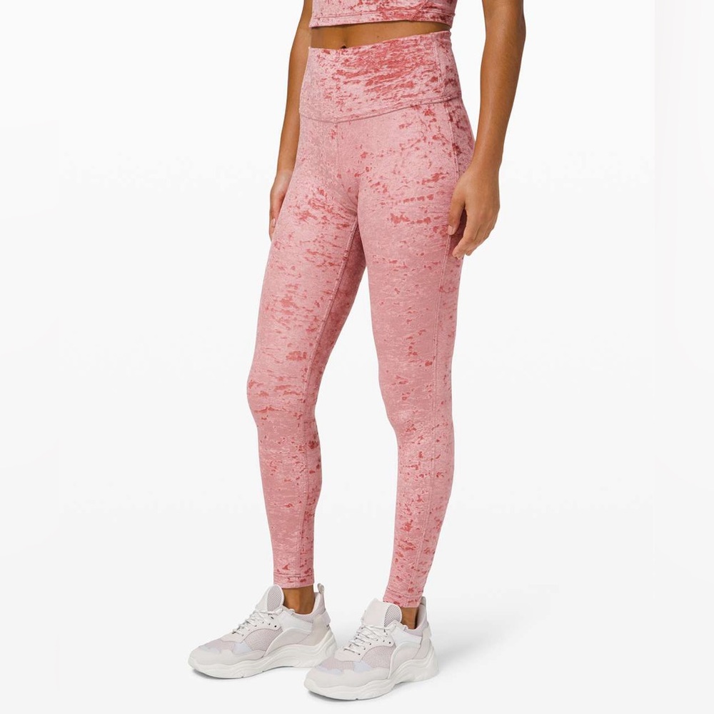 Lululemon•Wunder Lounge High-Rise Tight Crushed Velvet•Soft Cranberry•LIKE NEW•8